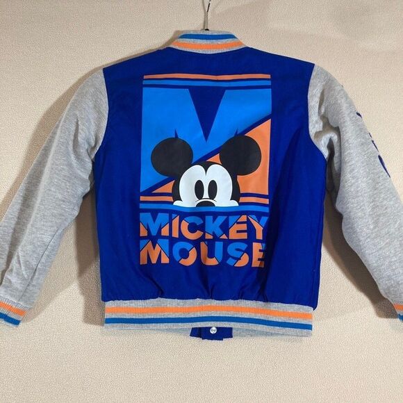 Mickey Mouse Team Disney Varsity Bomber Jacket Blue, Orange & Gray Snap Front - Picture 10 of 12